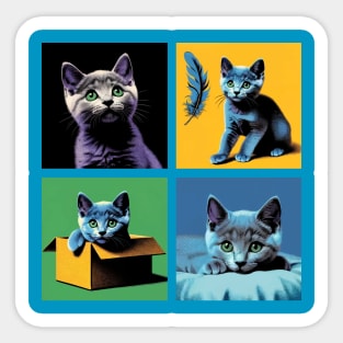 Russian Blue Pop Art - Cute Kitties Sticker